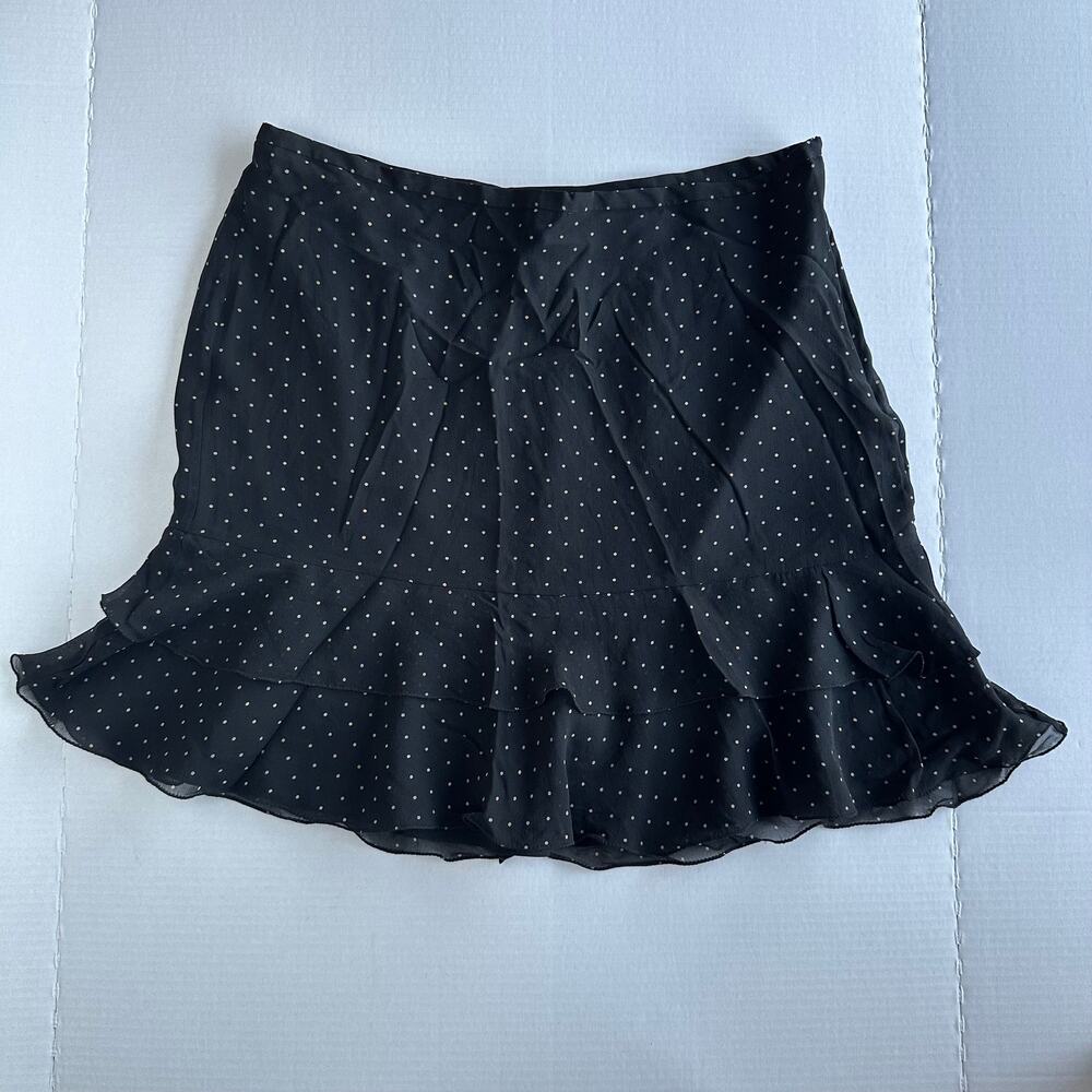 Sz 12 NWT VTG Y2K The Limited Silk Polka Dot Tiered Ruffle Mini Skirt Coquette